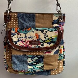 Sakroots Patchwork Crossbody Bag - Multi Tan, Blue, Brown